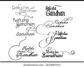Raksha Bandhan Cultural Text Logo Vector with Monogram and Emblem for Festival Branding, Raksha Bandhan Creative Text Logo