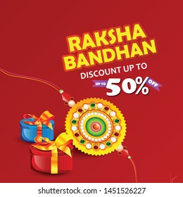 Raksha Bandhan Design with Creative Rakhi sale Indian brother and sister festival  