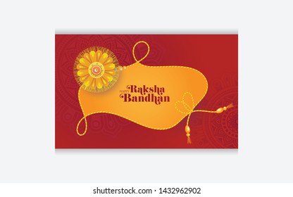 Raksha Bandhan Festival Greeting Card Template Design Vector Illustration - Indian Religious Festival Raksha Bandhan Greeting Card Layout Template Design with Creative Rakhi Illustration