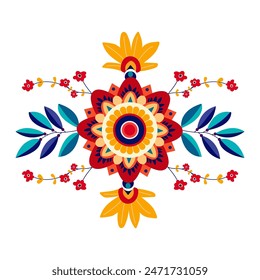 Raksha Bandhan festival greeting card vector illustration. Colorful Rakhi template design. Vector illustration