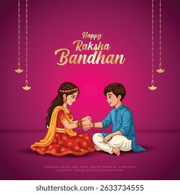 Raksha bandhan festival greeting card India. editable abstract vector illustration design. Happy Raksha Bandhan with nice Decorative Rakhi for Raksha Bandhan.