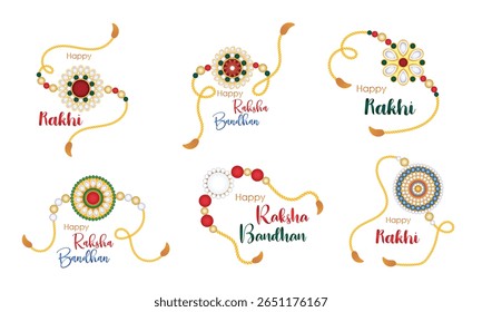 Raksha Bandhan festival Rakhi stickers, pearls beautiful design Rakhi, brother and sister festival, clipart, Indian culture