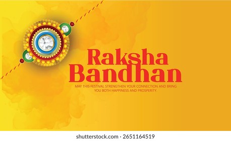 Festival Raksha Bandhan, mostrando um ornamento decorativo Rakhi e motivos tradicionais, expressando alegria, vínculo de irmãos e celebração festiva