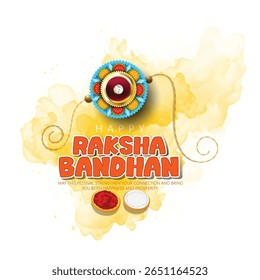 Festival Raksha Bandhan, mostrando um ornamento decorativo Rakhi e motivos tradicionais, expressando alegria, vínculo de irmãos e celebração festiva