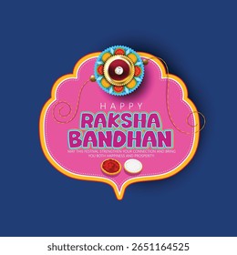 Festival Raksha Bandhan, mostrando um ornamento decorativo Rakhi e motivos tradicionais, expressando alegria, vínculo de irmãos e celebração festiva