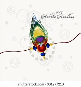 Raksha bandhan greeting card or illustration with beautiful Rakhi.
