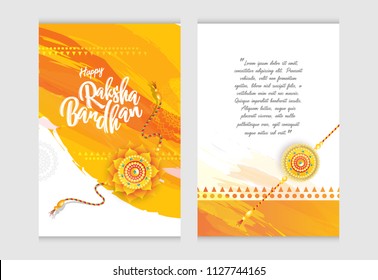 Raksha Bandhan Greeting Card Template Front and Back Vector Illustration