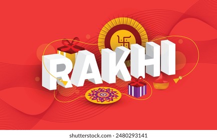 Raksha Bandhan Greeting Card Template with Creative Rakhi vector  Illustration