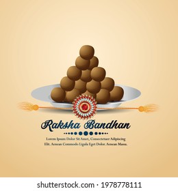 Raksha bandhan indian festival greeting card with sweet