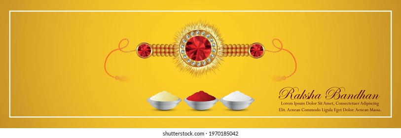 Raksha bandhan indian festival invitation banner with creative rakhi