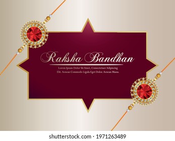 Raksha bandhan indian festival invitation greeting card with rakhi