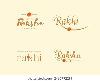 Raksha Bandhan or Rakhi Festival Logo or Typography Unit Design for Advertising or social media promotion.