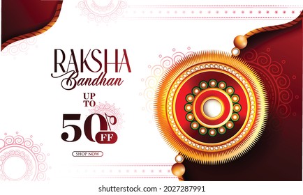Raksha Bandhan, Rakhi Sale Offer, with 50% Discount Tag  Sale Banner Background