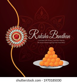 Raksha bandhan realistic vector illustration with sweet (laddoo) on creative background