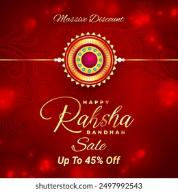 Raksha Bandhan Sale With Up To 45% Off. Rakhi (Wrist Band) Sale. Vector Illustration. Amazing Rakhi Design. Massive Discount.