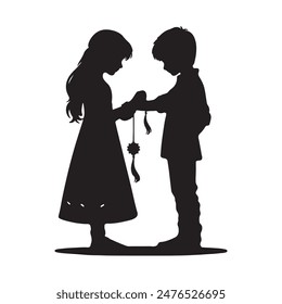 Raksha Bandhan Silhouette Vector Art illustration