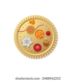 Raksha Bandhan Thali on white isolated