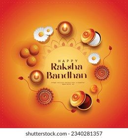 Raksha Bandhan vector abstract illustration card ,banner ,poster. Happy Rakhi card, vector Illustration banner. Beautiful Rakhi shows the bonding between brother and sister.