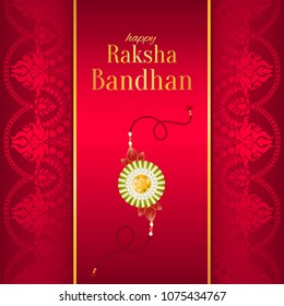 Raksha Bandhan vector background. Rakshabandhan greeting card with rakhi, a talisman or amulet. Hindu festival to symbolize the love between a brother and a sister.
