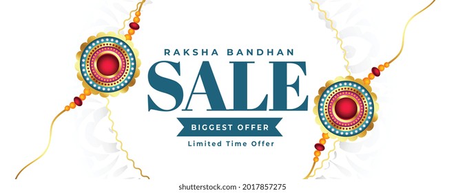 raksha bandhan white sale banner with rakhi