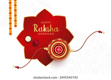 Raksha bandhan wishes greeting card with realistic rakhi design