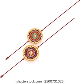 raksha bandhan wristband,  ethnic mandala with rope tapes style vector illustration design. 
Happy Raksha Bandhan, indian festival. Colorful rakhi on raksha bandhan.