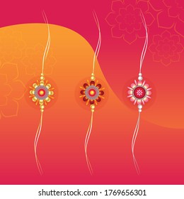 Rakshabandhan rakhi set. Indian festival elements. Set of three rakhi background.