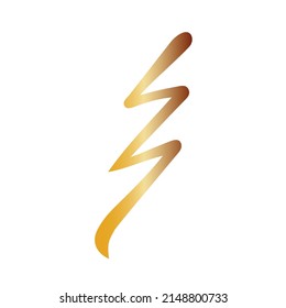Raku, grounding Fire symbol, also known as the Lightning Bolt, Fire Serpent. Represent the CHI, prana or life force energy that runs down the spine through chakras, isolated on white background.