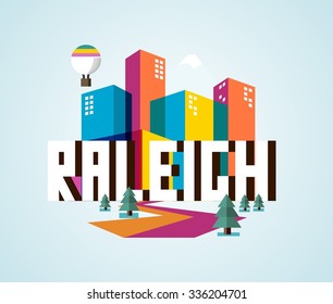 Raleigh destination brand logo. vector cartoon