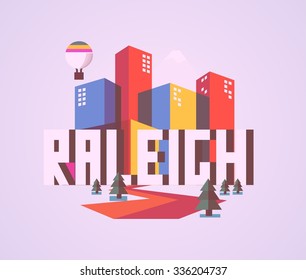 Raleigh destination brand logo. vector cartoon