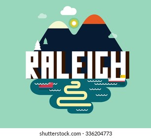 Raleigh destination brand logo. vector cartoon