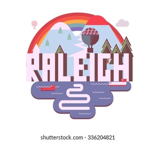 Raleigh destination brand logo. vector cartoon