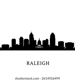 Raleigh NC Skyline Silhouette Vector.