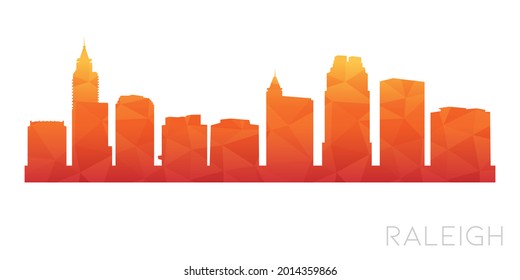 Raleigh, NC, USA Low Poly Skyline Clip Art City Design. Geometric Polygon Graphic Horizon Icon. Vector Illustration Symbol.