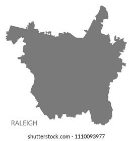 Raleigh North Carolina city map grey illustration silhouette shape