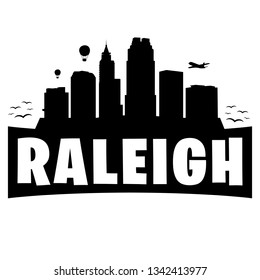 Raleigh North Carolina. City Skyline. Silhouette Banner City. Design Vector. Famous Monuments.