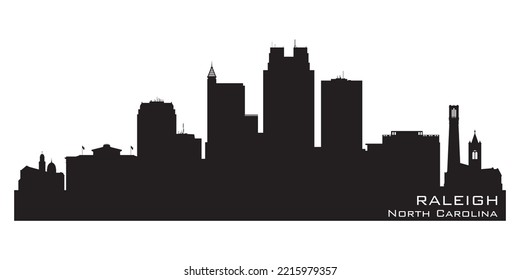 Raleigh North Carolina city skyline Detailed vector silhouette