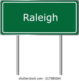 Raleigh, North Carolina, road sign green vector illustration, USA city