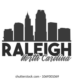 Raleigh North Carolina Skyline Souvenir Travel Vector Art Design Tourism