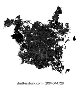 Raleigh, North Carolina, United States, high resolution vector map with city boundaries, and editable paths. The city map was drawn with white areas and lines for main roads and side roads