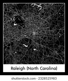 Raleigh Carolina del Norte Estados Unidos Norteamérica Mapa de la Ciudad de Norteamérica Ilustración del vector blanco negro