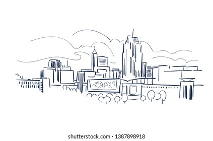 Raleigh North Karolina usa America vector sketch city illustration line art 