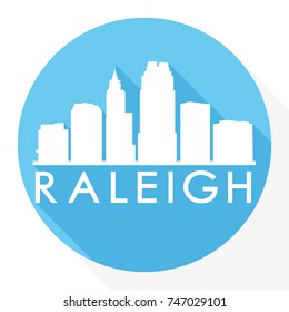 Raleigh Skyline Button Icon Round Flat Vector Art Design Color Background