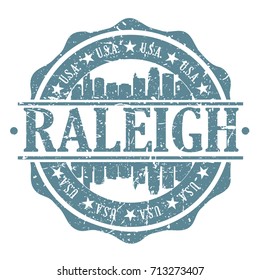 Raleigh Stamp Post Skyline Silhouette City Vector Design Art.