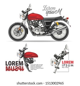 ralistic classic motorcycle retro style for poster, card, shirt design and other aplications