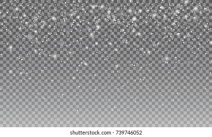 Ralistic snow. Vector transparent snow background. Christmas and New Year design element