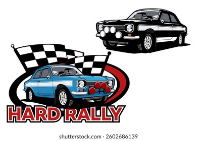 rally blue and black car illustration design vector art	