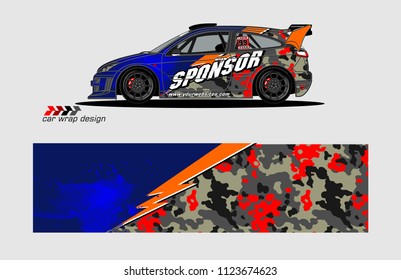 rally car decal design vector. abstract background for vehicle vinyl wrap
