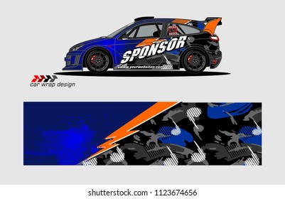 rally car decal design vector. abstract background for vehicle vinyl wrap
