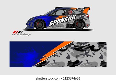 rally car decal design vector. abstract background for vehicle vinyl wrap
